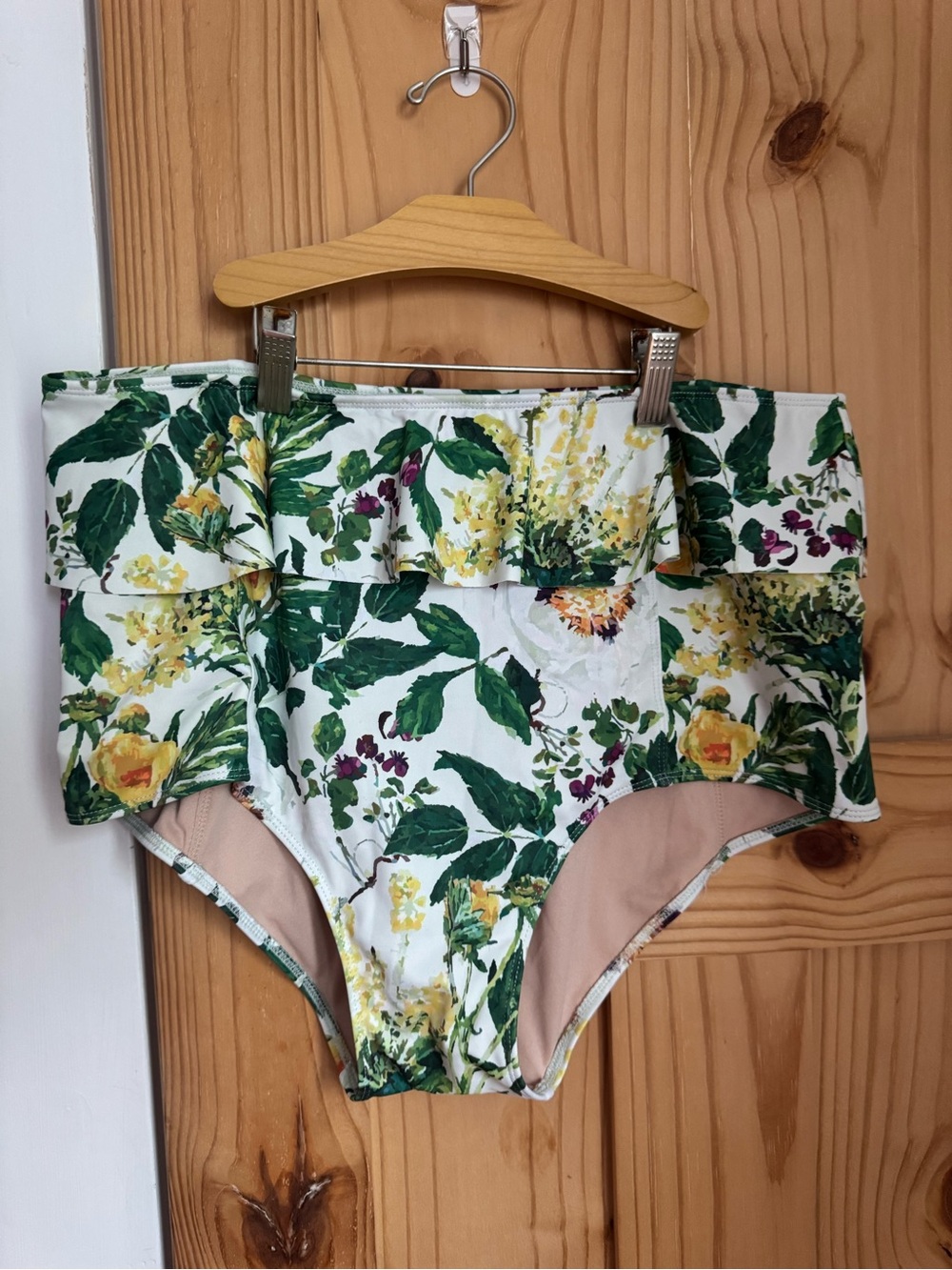 Kortni Jeane High-Waisted Peplum Swim Bottoms - Whimsical Floral High - XL